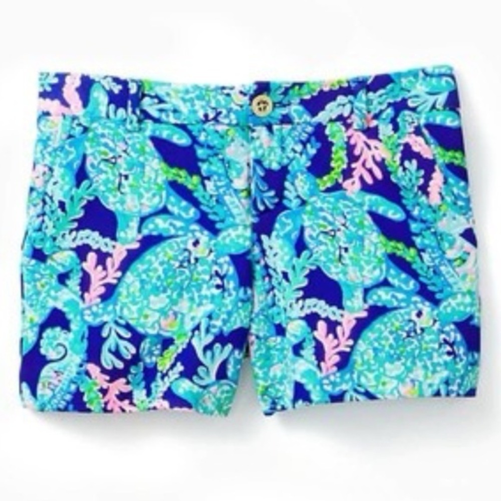 Lilly Pulitzer Knit Corsica Blue Callahan Shorts Sz 14